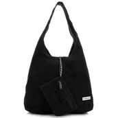 Torebki damskie - Oryginalne Torby Skórzane XL VITTORIA GOTTI Shopper Bag z Etui Czarna - miniaturka - grafika 1