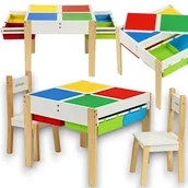 Zestawy mebli dla dzieci - Stolik dla dzieci + 2 krzesła Blat z planszami Drewniany stół do pokoju dziecięcego - miniaturka - grafika 1
