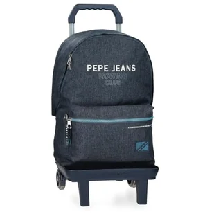 Pepe Jeans Edmon Plecak szkolny z wózkiem Niebieski 31x44x17,5 cm Poliester 23,87L by Joumma Bags, niebieski, plecak szkolny na kółkach - Plecaki szkolne i tornistry - miniaturka - grafika 1