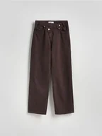 Spodnie damskie - Reserved - Jeansy wide leg z asymetrycznym zapięciem - dark grey jeans - miniaturka - grafika 1