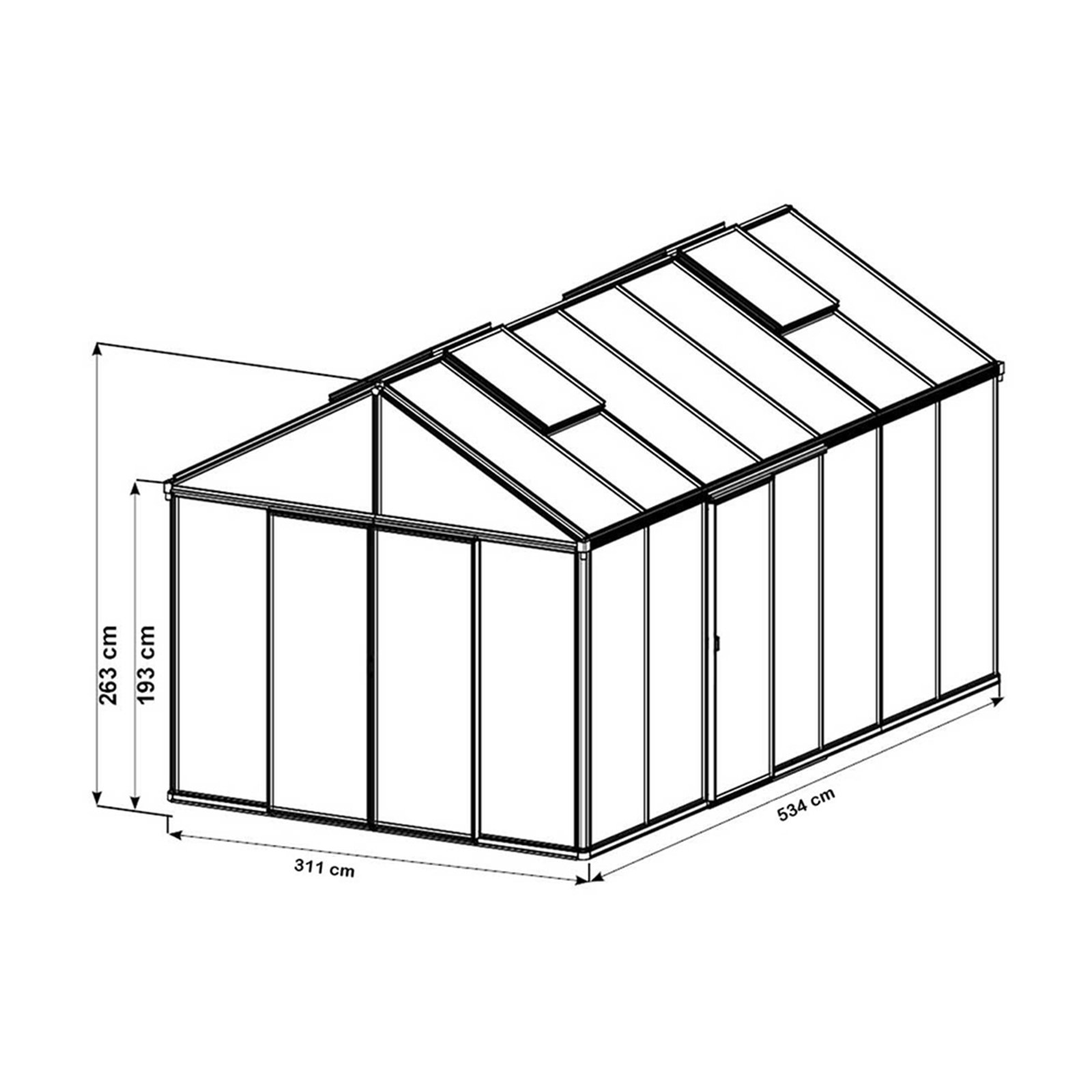 GFP szklarnia Asteria 25 Premium 311x534 cm - grube panele poliwęglanowe ok. 16 mm - kolor: zielony