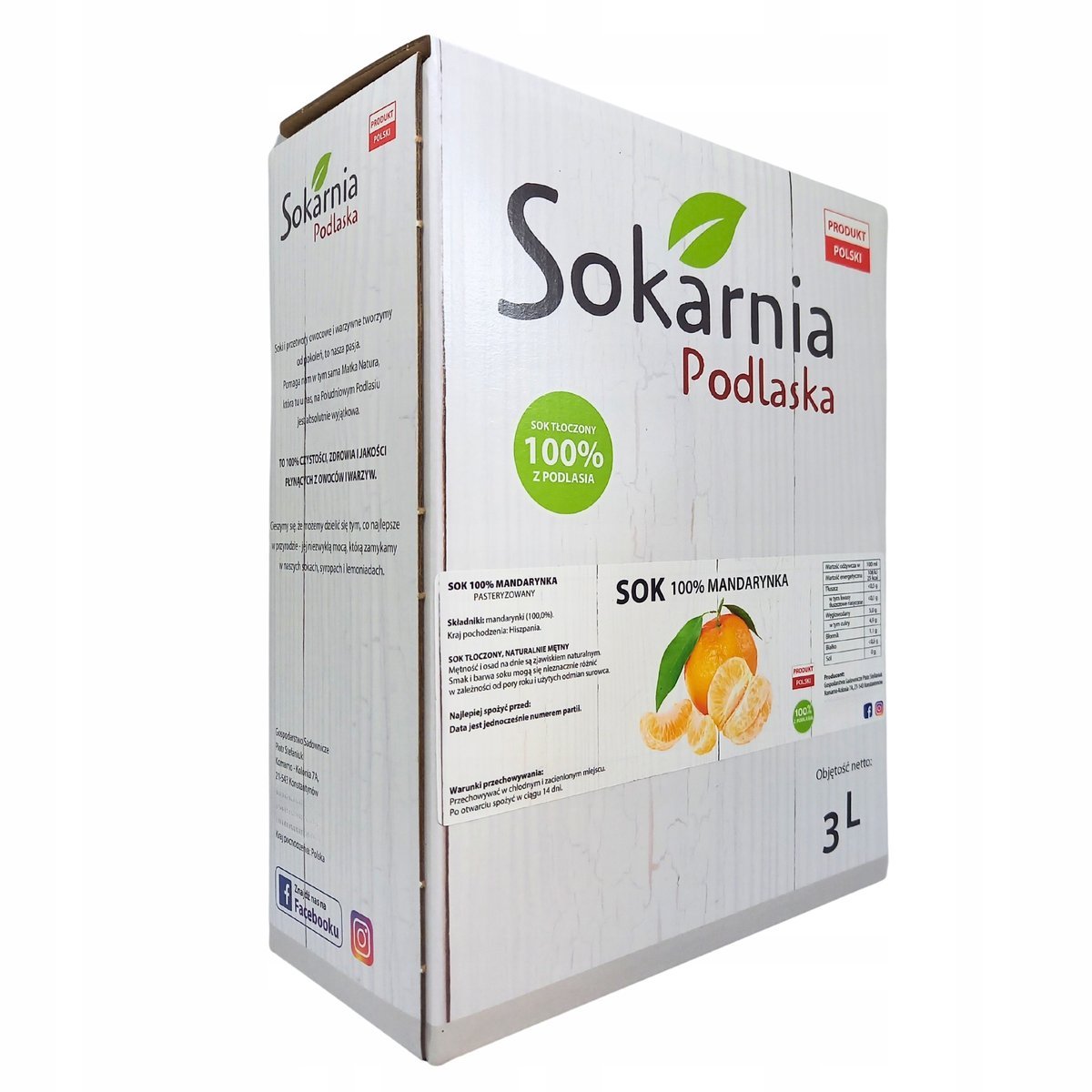 SOK 100% MANDARYNKA 3l Naturalny Smak Źródło Witamin Bez Cukru Konserwantów