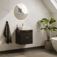 Szafki łazienkowe - Szafka pod umywalkę wisząca ryflowana - Czarny - szer. 60 cm - ZEVARA - miniaturka - grafika 1