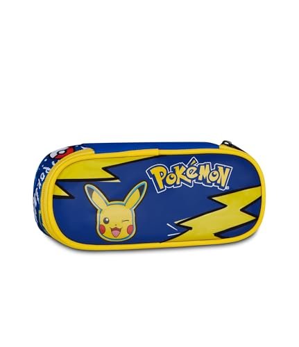 Seven Piórnik Round Plus Pokemon, niebieski, przestronna komora wewnętrzna, uchwyt na długopisy, przegroda z gumkami, kieszeń na zamek błyskawiczny, akcesoria plecak, szkoła podstawowa i gimnazjalna
