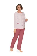 Piżamy damskie - PIŻAMA DAMSKA 3XL DŁUGI RĘKAW ROZPINANA Z KIESZENIAMI BORDOWA BAWEŁNIANA - miniaturka - grafika 1