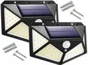 Lampy ogrodowe - 2x LAMPA SOLARNA OGRODOWA ELEWACYJNA z CZUJNIKIEM ZMIERZCH i RUCHU 100 LED - miniaturka - grafika 1