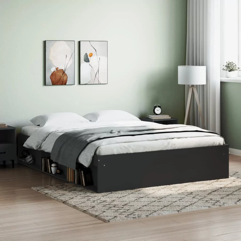vidaXL Rama łóżka, czarna, 140x190 cm