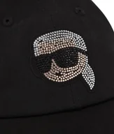 Czapki i chusty sportowe męskie - KARL LAGERFELD czapka z daszkiem czarna kaszkietówka bejsbolówka - miniaturka - grafika 1