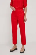 Spodnie damskie - Tommy Hilfiger spodnie damskie kolor czerwony proste high waist - miniaturka - grafika 1