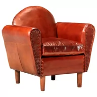Fotele - vidaXL Fotel klubowy, brązowy, 77x65x79 cm, skóra naturalna - miniaturka - grafika 1