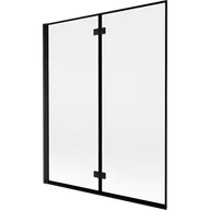 Parawany nawannowe - Mexen Mist parawan nawannowy 2-skrzydłowy lewy 140 x 150 cm, czarna ramka, czarny - 8A9-140-002-70-70-L - miniaturka - grafika 1