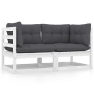 Sofy ogrodowe - VidaXL 2-osobowa sofa ogrodowa z poduszkami, biała, drewno sosnowe 805731 - miniaturka - grafika 1