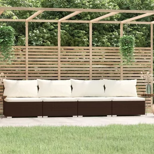 shumee 4 osobowa sofa z poduszkami brązowa polirattan - Sofy ogrodowe - miniaturka - grafika 1