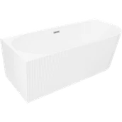 Wanny - Mexen Silo wanna wolnostojąca narożna lewa ryflowana 150 x 75 cm, biała, przelew chrom - 52891507500L-01 - miniaturka - grafika 1