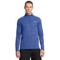 Koszulki sportowe męskie - Męski longsleeve treningowy Under Armour UA Tech Textured 1/2 Zip - niebieski - UNDER ARMOUR - miniaturka - grafika 1