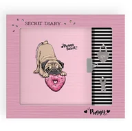 Szkolne artykuły papiernicze - Pamiętnik na kłódkę, piesek kolekcja "Sweet Puggy" - miniaturka - grafika 1