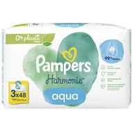 Chusteczki nawilżane - PAMPERS Harmonie Aqua chusteczki dziecięce nawilżane 3x 48 szt = 144 chusteczki - miniaturka - grafika 1