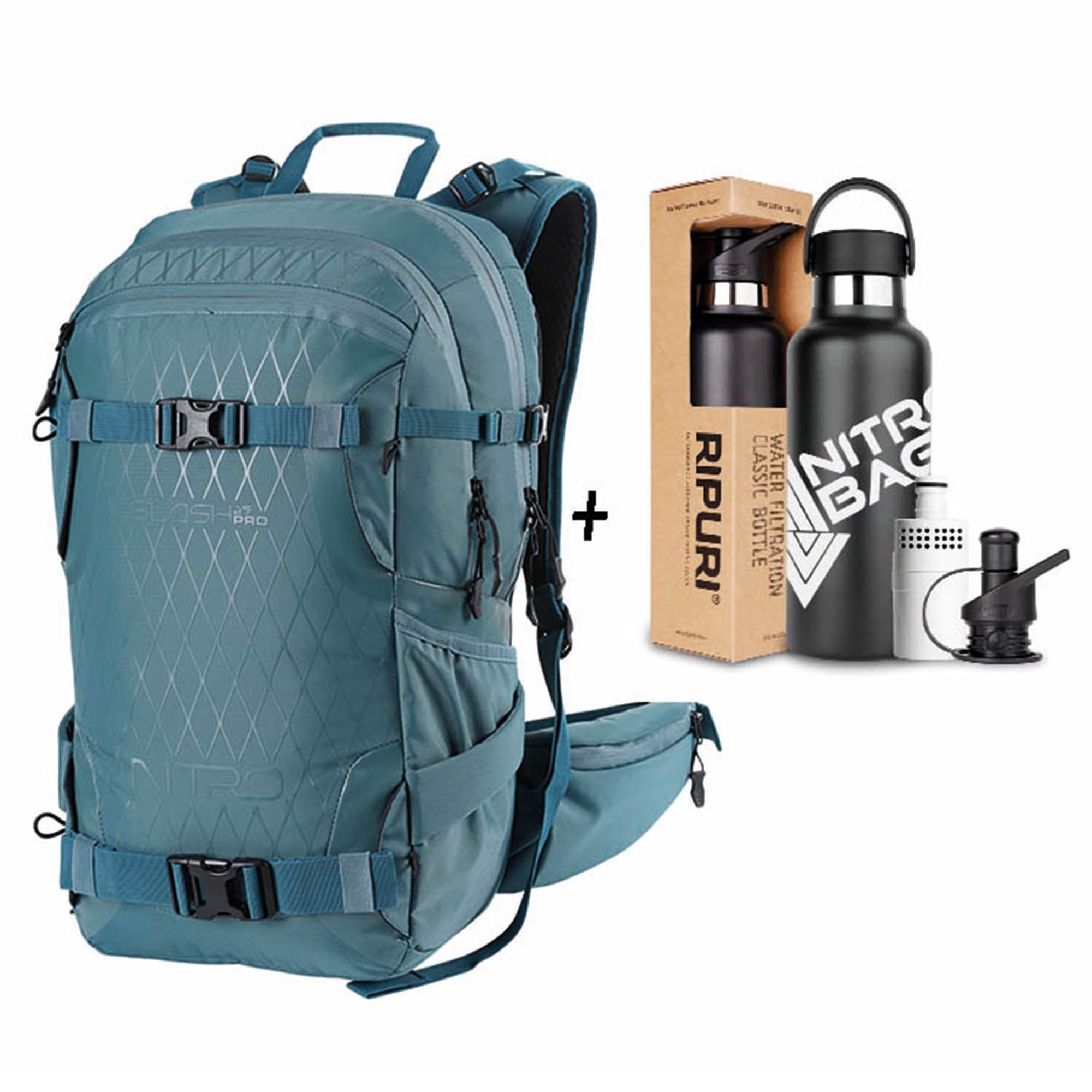 Plecak turystyczny NITRO Slash 25 Pro X Ripuri Set Arctic petrol