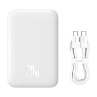 Powerbanki - Powerbank Baseus Magnetic Mini 6000mAh 20W z kablem Simple Series USB-C - biały - miniaturka - grafika 1