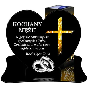 ZNICZ SOLARNY LED WIECZNY PODSTAWKA NA CMENTARZ GRÓB lampka Serce 3D DLA MĘŻA - Lampiony i znicze - miniaturka - grafika 1
