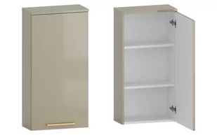 Szafka nad Pralkę RON 45 cm D90 Prawa - Cappuccino Wysoki Połysk - Uchwyty Złote Szczotkowane - Szafki łazienkowe - miniaturka - grafika 1