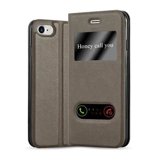Cadorabo Etui na Apple iPhone 7 / 7S / 8 / SE 2020 w kolorze STONE BROWN Etui na telefon komórkowy z magnetycznym zamknięciem, funkcją podstawki i 2 okienkami do podglądu Etui Etui ochronne Etui z klapką w stylu książki - Etui i futerały do telefonów - miniaturka - grafika 1