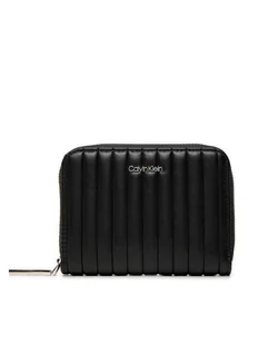 Calvin Klein Mały Portfel Damski Mini Line Quilt Md Zip Around K60K613064 Czarny - Portfele - miniaturka - grafika 1