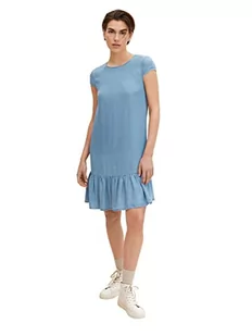 TOM TAILOR Damski sukienka jeansowa z falbaną 1033488, 10110 - Blue Denim, 38 - Sukienki - miniaturka - grafika 1