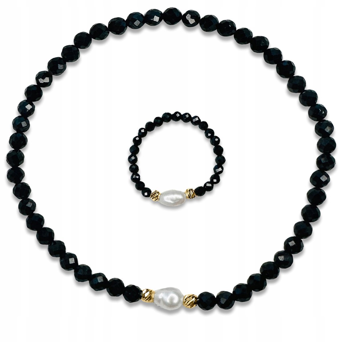 Bransoletka z kamieni naturalnych biżuteria srebro pozłacane 925