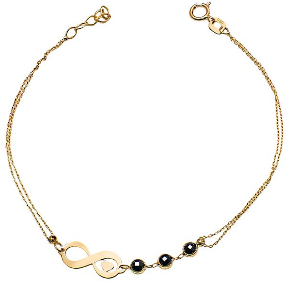 Złota bransoletka damska 585 z motywem nieskończoności