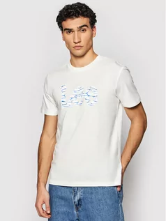 Koszulki męskie - Lee T-Shirt Wobbly Logo Tee L65QAINQ Biały Regular Fit - grafika 1