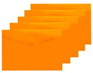 Portfele - eco-eco eco035ORANGE przezroczysty portfel na zatrzaski A4+ w 50% z recyklingu, plastikowe foldery (5 sztuk), pomarańczowy - miniaturka - grafika 1