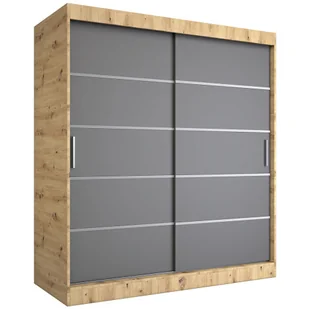 Szafa przesuwna dąb artisan + antracyt 180 cm Savona 2X - Szafy - miniaturka - grafika 1
