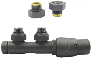 Zawór termostatyczny 50mm TWINS grafit strukturalny prawy GZ1/2 - Zawory i kraniki - miniaturka - grafika 1