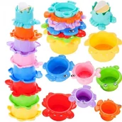 Zabawki do kąpieli - Malplay, Kubeczki Przelewowe Wieża Dokąpieli Wanny 8El - miniaturka - grafika 1