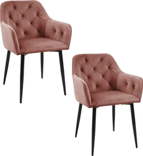 Fabryka Mebli Akord 2x Welurowe krzesło tapicerowane pikowane glamour SJ.030 Różowe - Krzesła - miniaturka - grafika 1