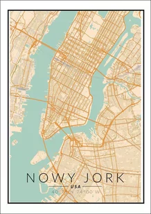 Plakat, Nowy Jork mapa kolorowa, 60x80 cm - Plakaty - miniaturka - grafika 1