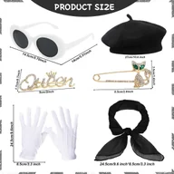 Nerki - ZESTAW KOSTIUM FRANCUSKI LATA 50 CZARNO BIAŁY BERET RETRO KOBIETA HALLOWEEN - miniaturka - grafika 1