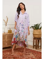 Sukienki - Joséfine Lniana sukienka w kolorze fioletowym - miniaturka - grafika 1