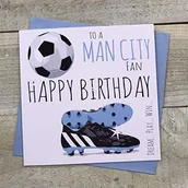 Kartki okolicznościowe i zaproszenia - WHITE COTTON CARDS Kartka urodzinowa Manchester Man City Football - biała bawełna kartki - 5 5 - miniaturka - grafika 1