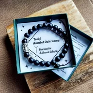 Bransolety męskie - Czarny TURMALIN Runa ALGIZ Amulet OCHRONNY Bransoletka Męska OCHRONNA/GiovanniDivine - miniaturka - grafika 1