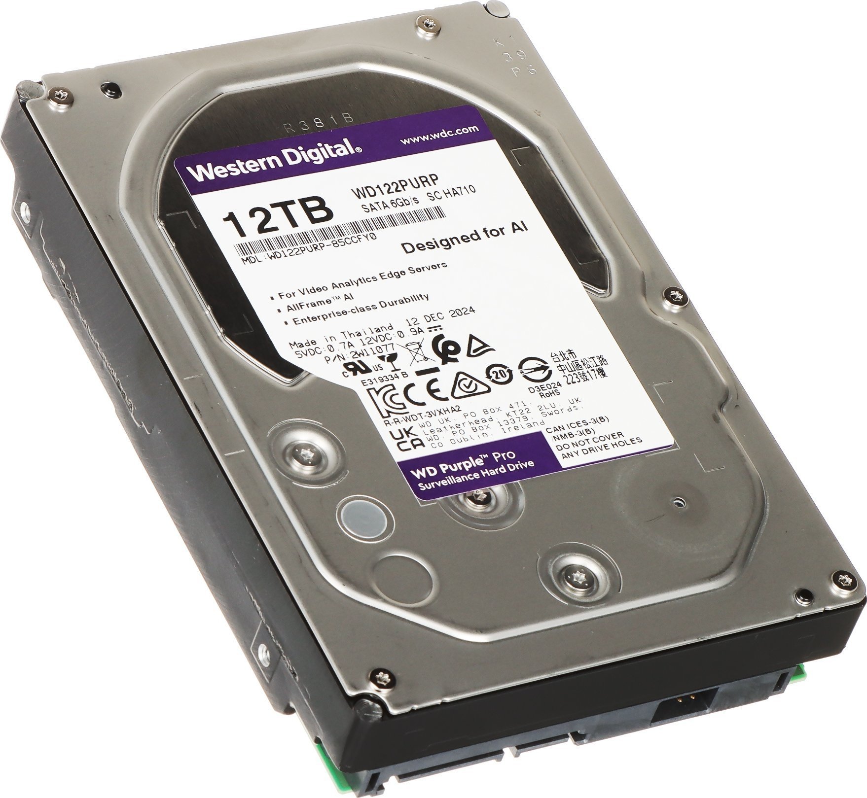 DO REJESTRATORA HDD-WD122PURP 12TB 24/7 WESTERN DIGITAL