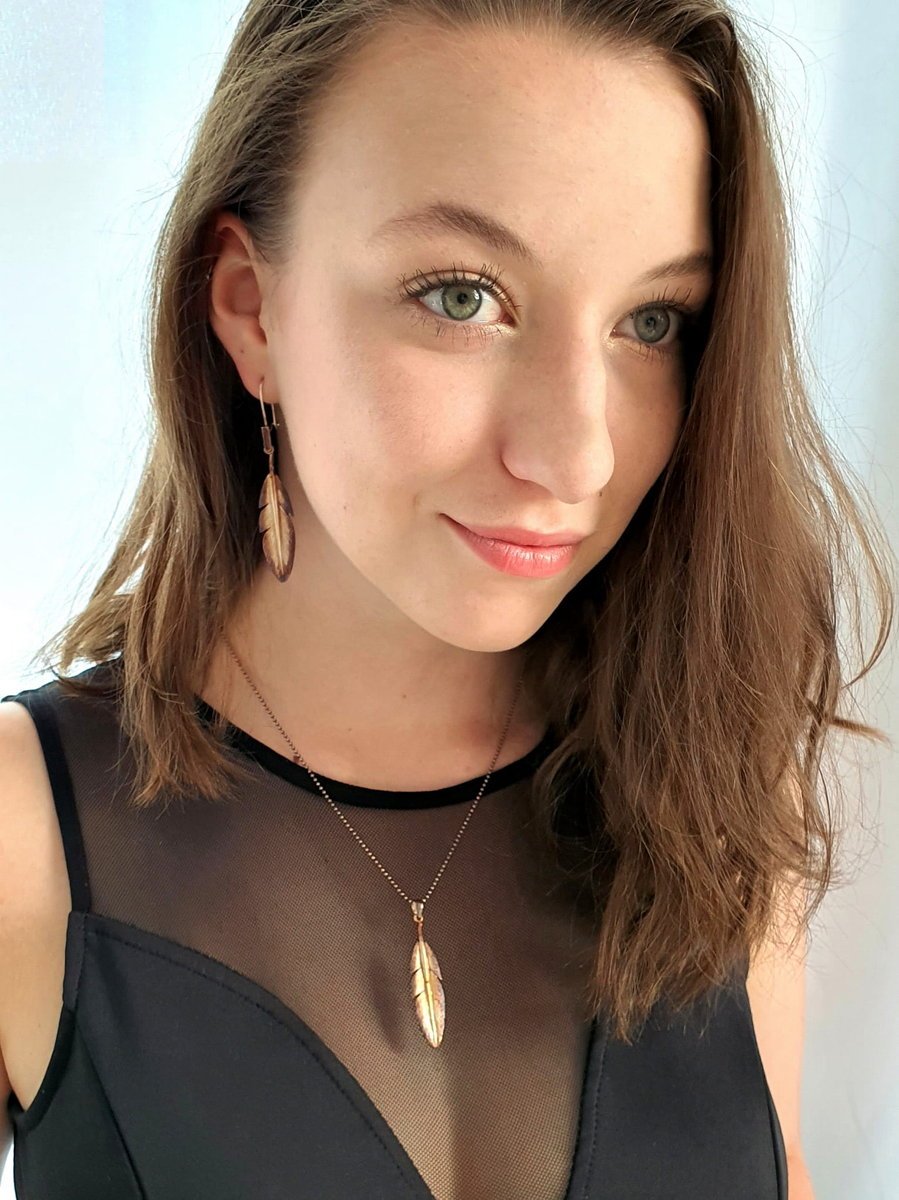 Kolczyki srebrne - Pióra brązowe bigiel