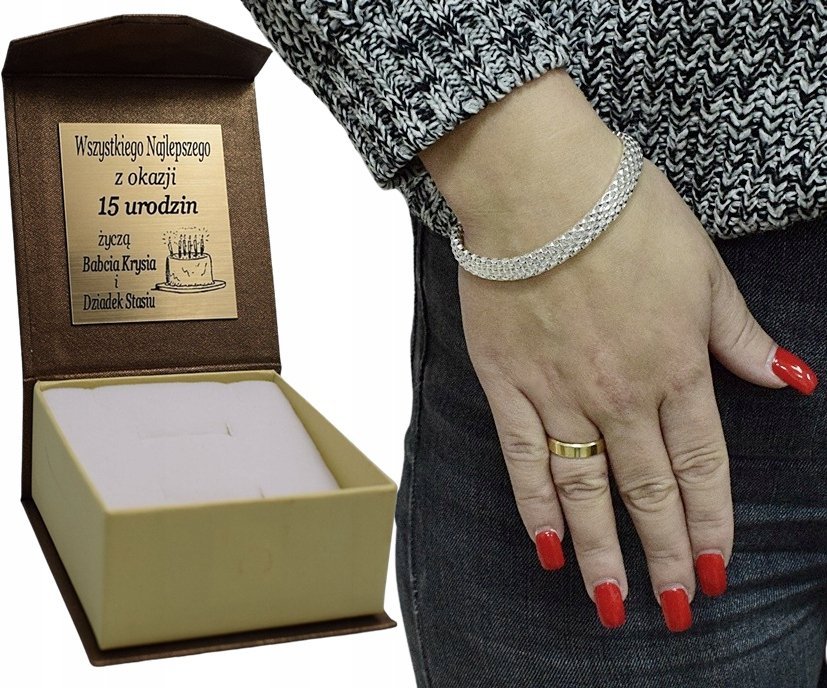 Bransoletka Srebrna Damska Tub Ażurowy 8,00 mm Szeroka Grawer Gratis