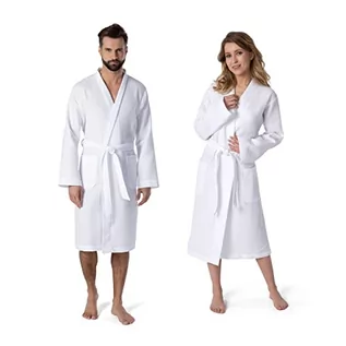 Szlafroki damskie - Möve Kimono Homewear szlafrok z waflowego materiału pique, biały, M 276120663001_M - grafika 1