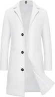 Płaszcze męskie - Płaszcz Męski Wełniany Długi Płaszcz Zimowy Slim Fit Płaszcz Biznesowy Trencz Casualowy Płaszcz Męski Stójka Płaszcz Przejściowy Wygodny Płaszcz Męski, Męski, Biały, L - miniaturka - grafika 1