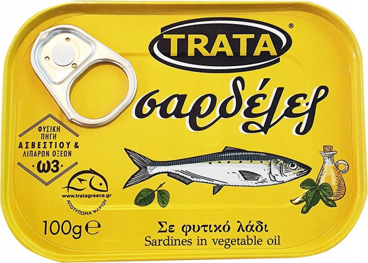 Sardynki Trata W Oleju Roślinnym 100 g Puszka Gotowe Do Spożycia Omega 3
