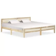 Łóżka - Rama łóżka brązowa, z litego drewna mango, bez materaca, 200x200 - miniaturka - grafika 1