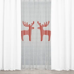 Firana świąteczna WINTER wzór BN13 | szara kratka i renifery 140 x 280 cm - Firany Firana świąteczna WINTER wzór BN13 | szara kratka i renifery 140 x 280 cm - Firany - miniaturka - grafika 1