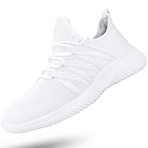 Feethit Damskie wsuwane buty do chodzenia antypoślizgowe buty do biegania oddychające buty treningowe lekkie trampki na siłownię, biały, 9